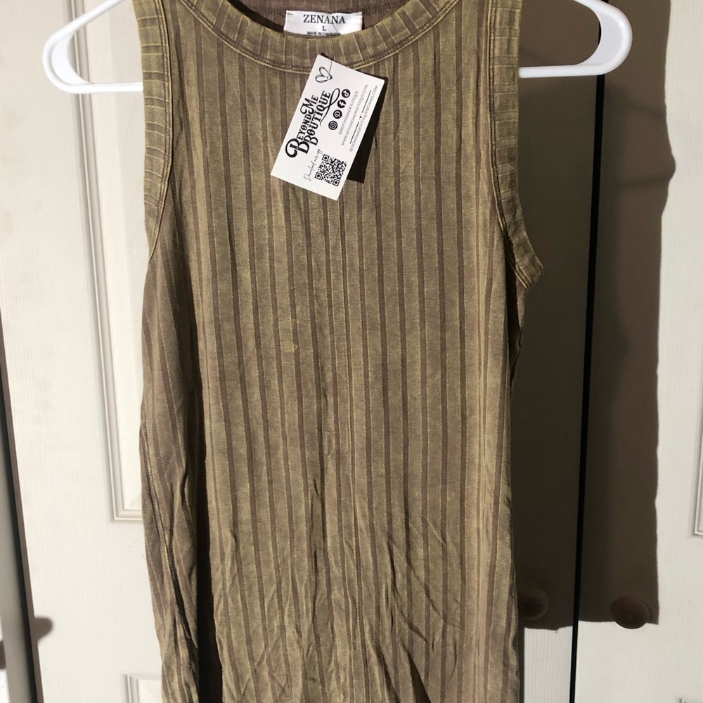 Zenana Outfitters Olive Ribbed Tank Top